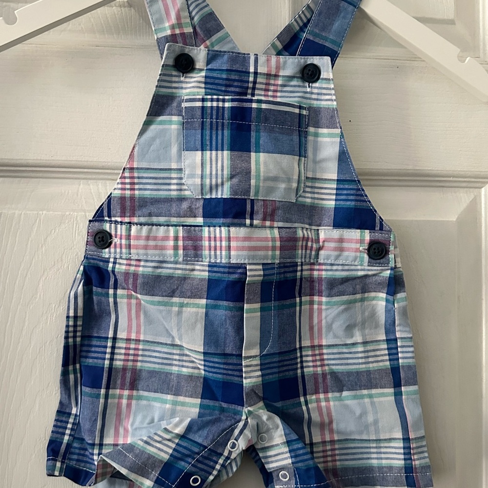 Blue Plaid Kids Overalls